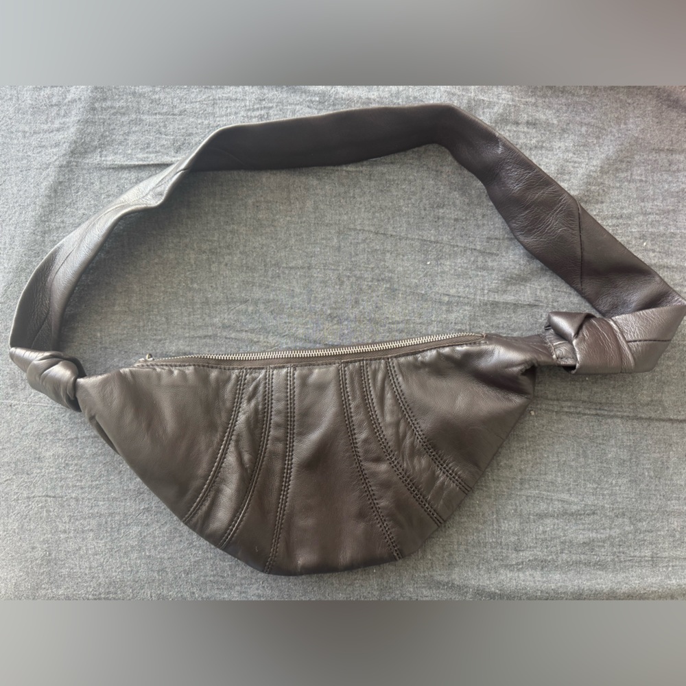 Leather Crossbody Sling Bag - Brown